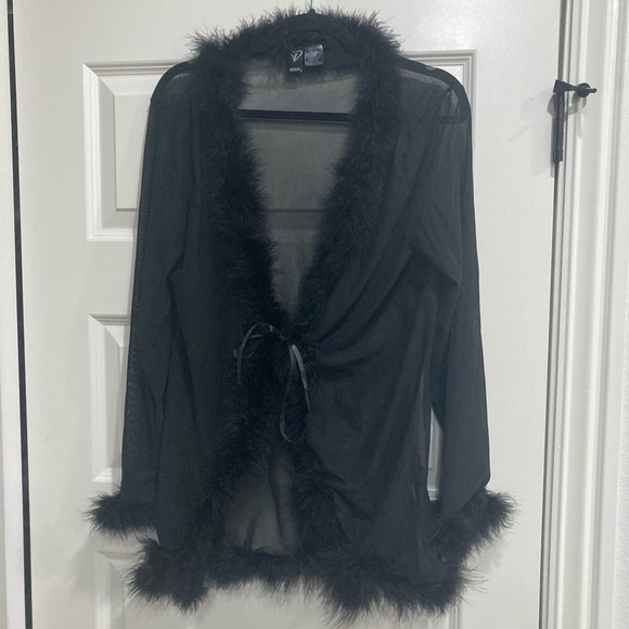 Windsor Black Feather Trim Cardigan - Picture 1 of 6